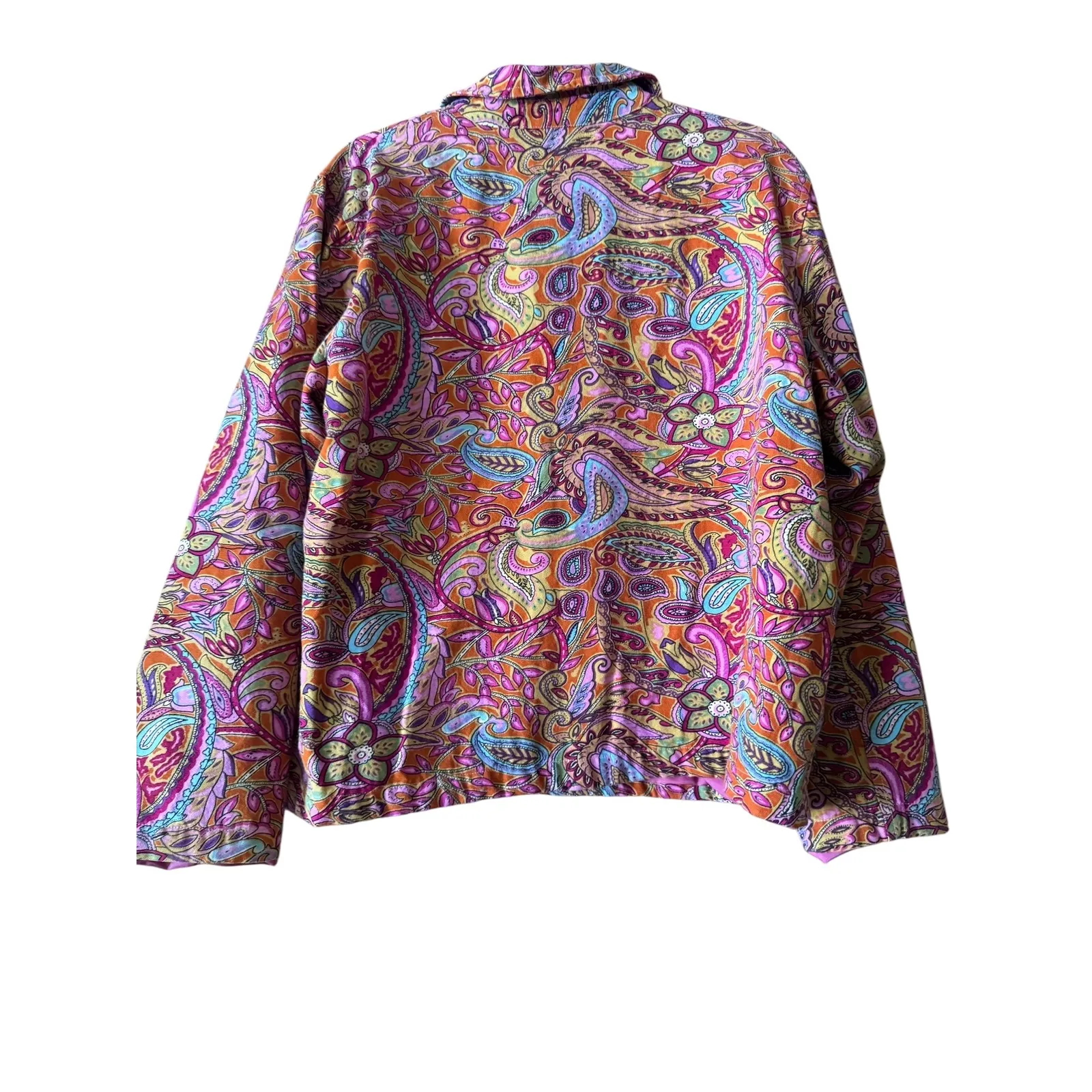Coldwater Creek XL Cotton Paisley Sequin Embellished Jacket dopamine chic - Image 4