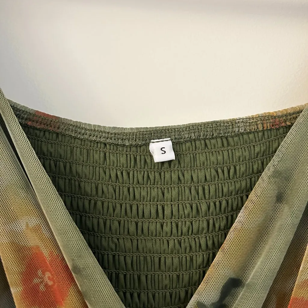 Baltic Born Nicola Tulle Maxi Dress in Olive Rust Floral Size S NWOT - Image 8