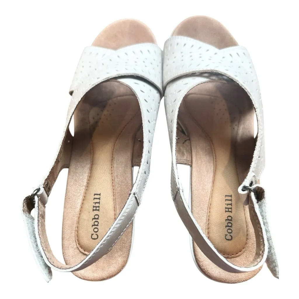 Cobb Hill Janna Slingback Women's Wedge Sandals Size US 8 Wide White (Beige) - Image 3