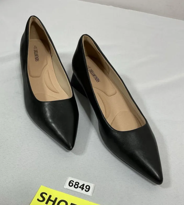 Womans New Dream Pairs Slip On Pumps Black Us 11 Eu 43 Block Heel Pointed Toe - Image 1