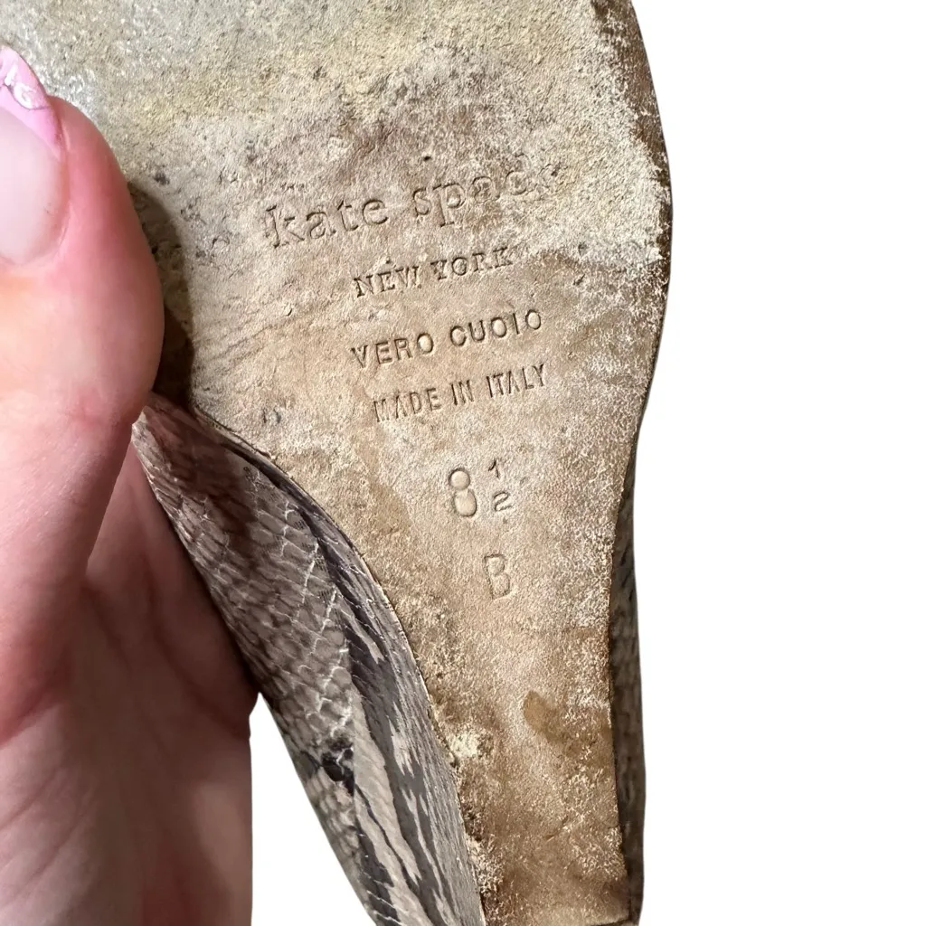 Kate Spade Metallic sheen Snakeskin Print Round
Toe Wedge heels size 8.5 - Image 4