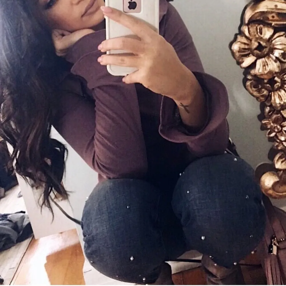 Express Pearl Embellished Blue Denim Mid Rise Ankle Legging 4 - Image 10