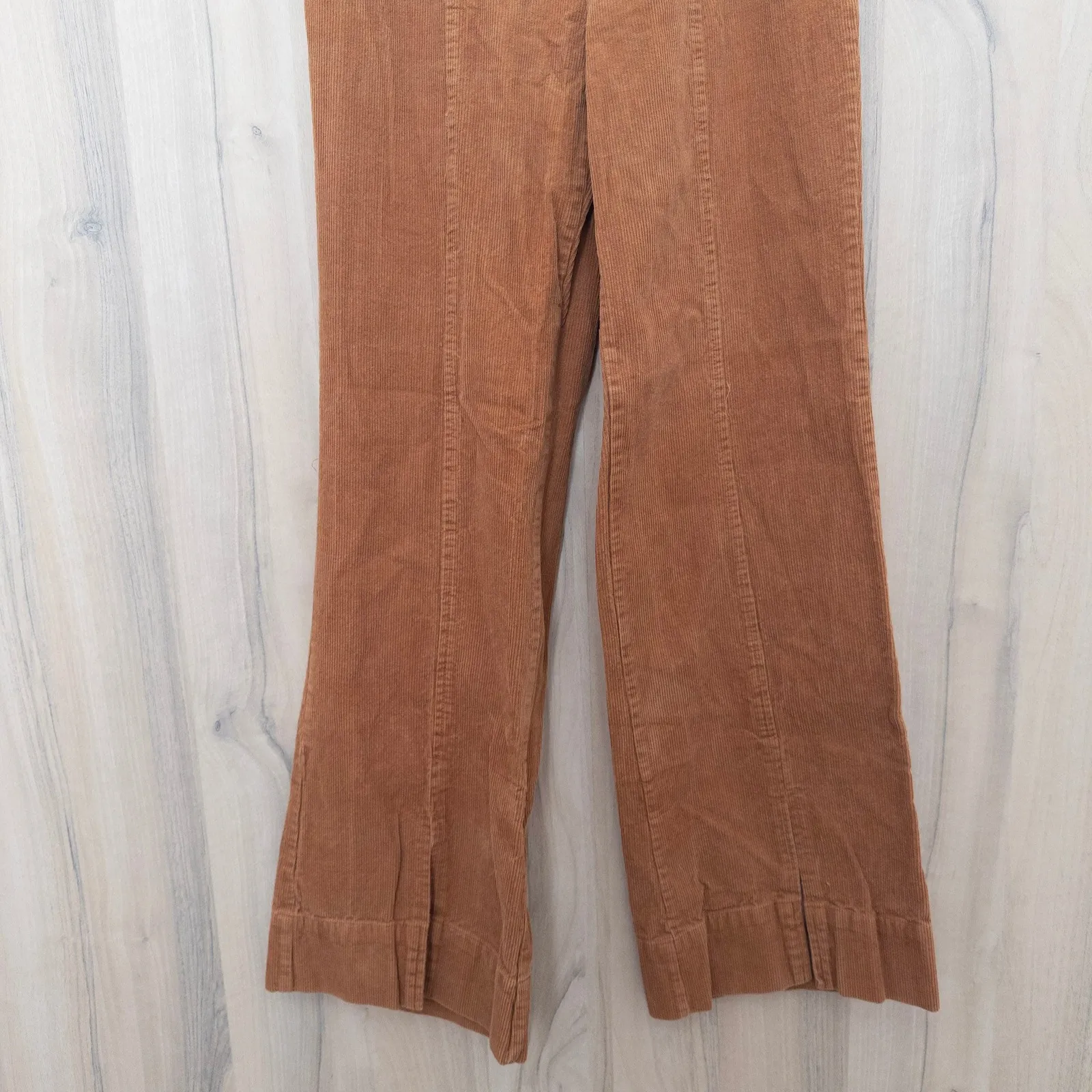 GB Womens Corduroy Flare Pants Size 1 XS Burnt Orange Split Hem Retro Minimalist - Image 4