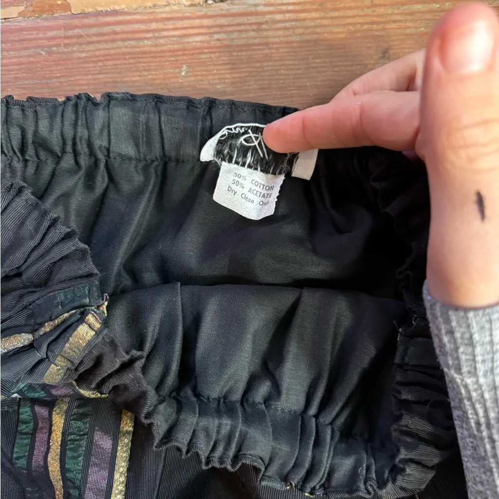 Vintage Mr Hank Black and Gold Plaid Elastic Waist Maxi Skirt Sz Small 💚🍄 - Image 7