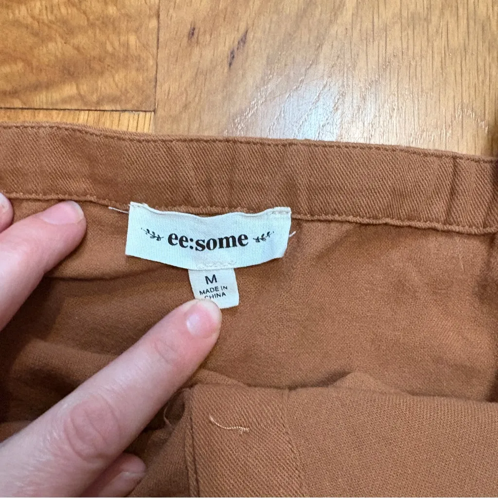 Ee:some Romper Jumpsuit Brown Women’s M Boho Indie Festival Cottage Hobbit Tan Size M - Image 3