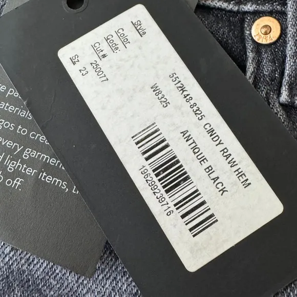 Paige Cindy Raw Hem Antique‎ Black Ankle Mid Rise Jeans Size 23 NWT - Image 7