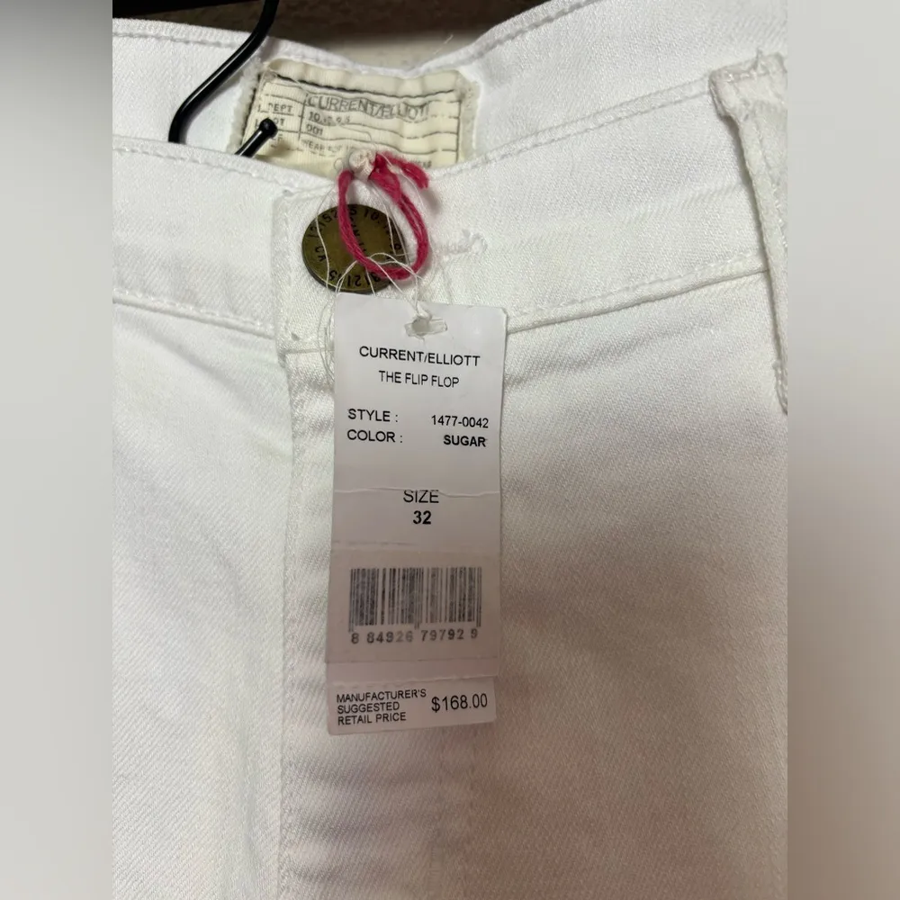 NWT Current/Elliot Sugar White Flip Flop Mid-Rise Bootcut Natural Hem Jeans 32 - Image 6