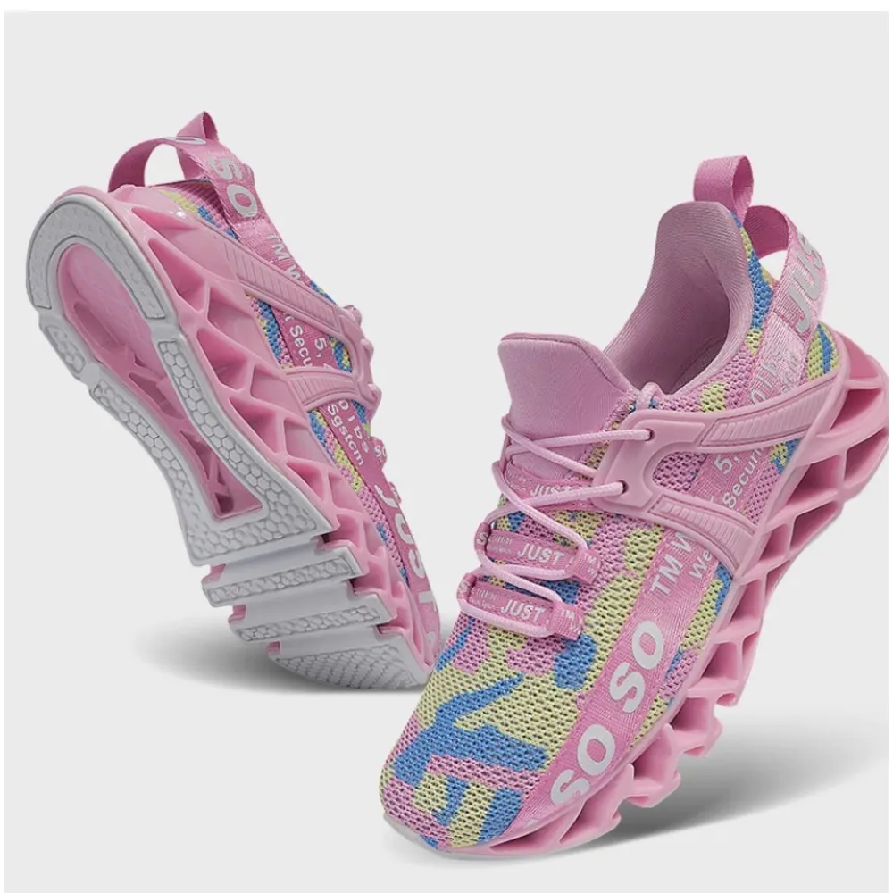 NWOT Just So So Pink Multicolor Logo Athletic Running Shoes Size 41 - Image 2