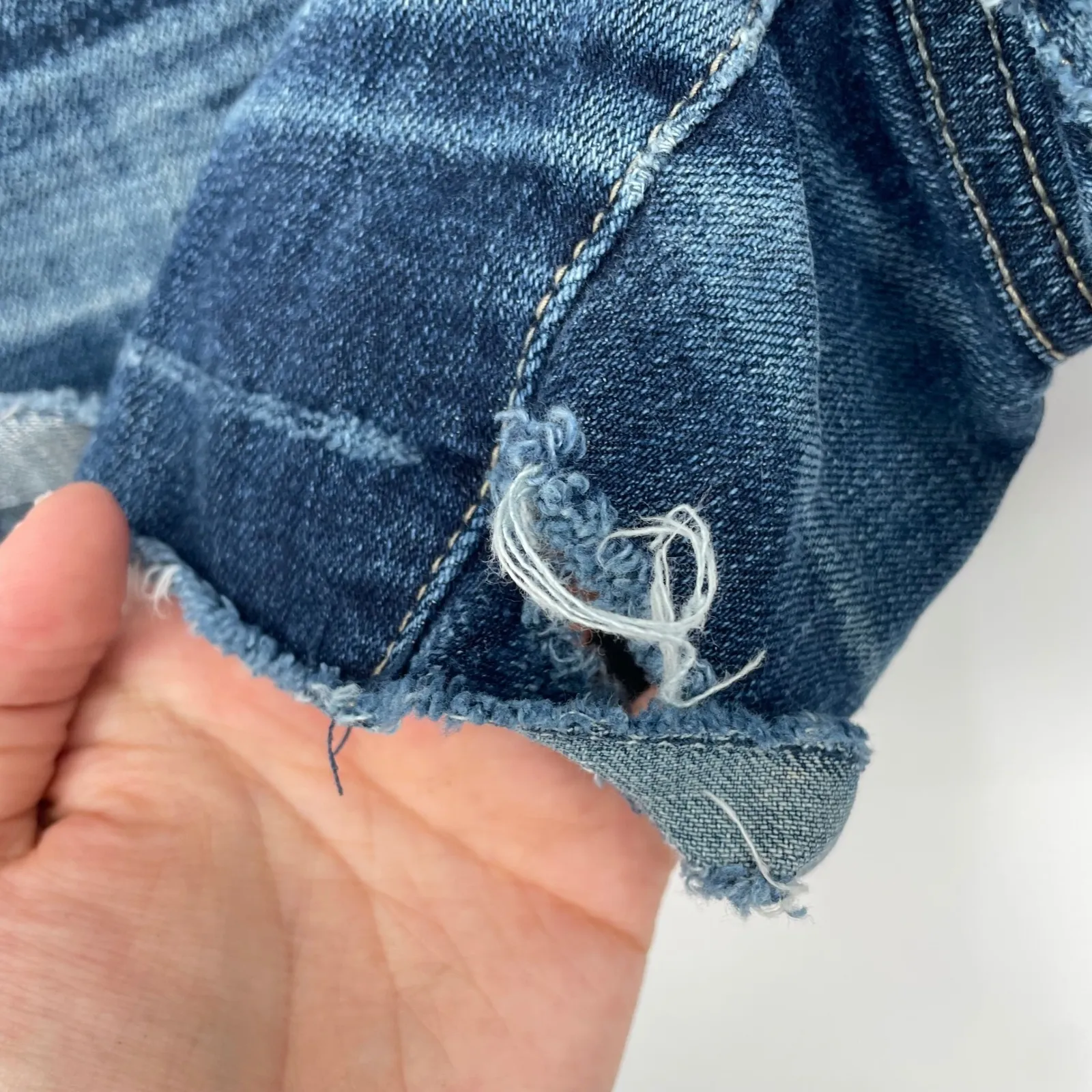 American Eagle Outfitters Womens Denim Cutoff Shorts Size 4 Blue Stretch Cuffed - Image 5