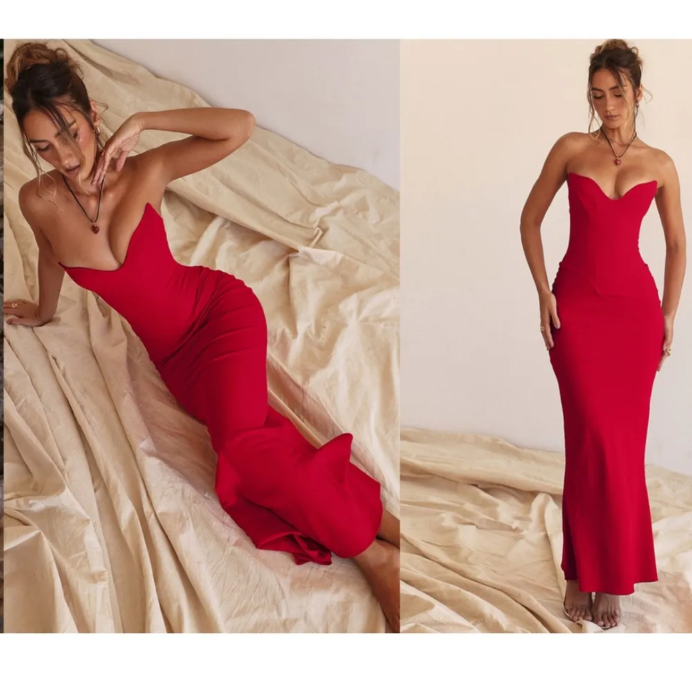 HOUSE OF CB 'Tamara' Cherry Red‎  Strapless Corset Maxi Dress NWOT XS - Image 4