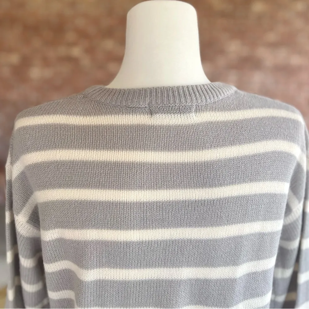 Brave Soul Grey Striped Heart Crewneck Sweater XS - Image 10