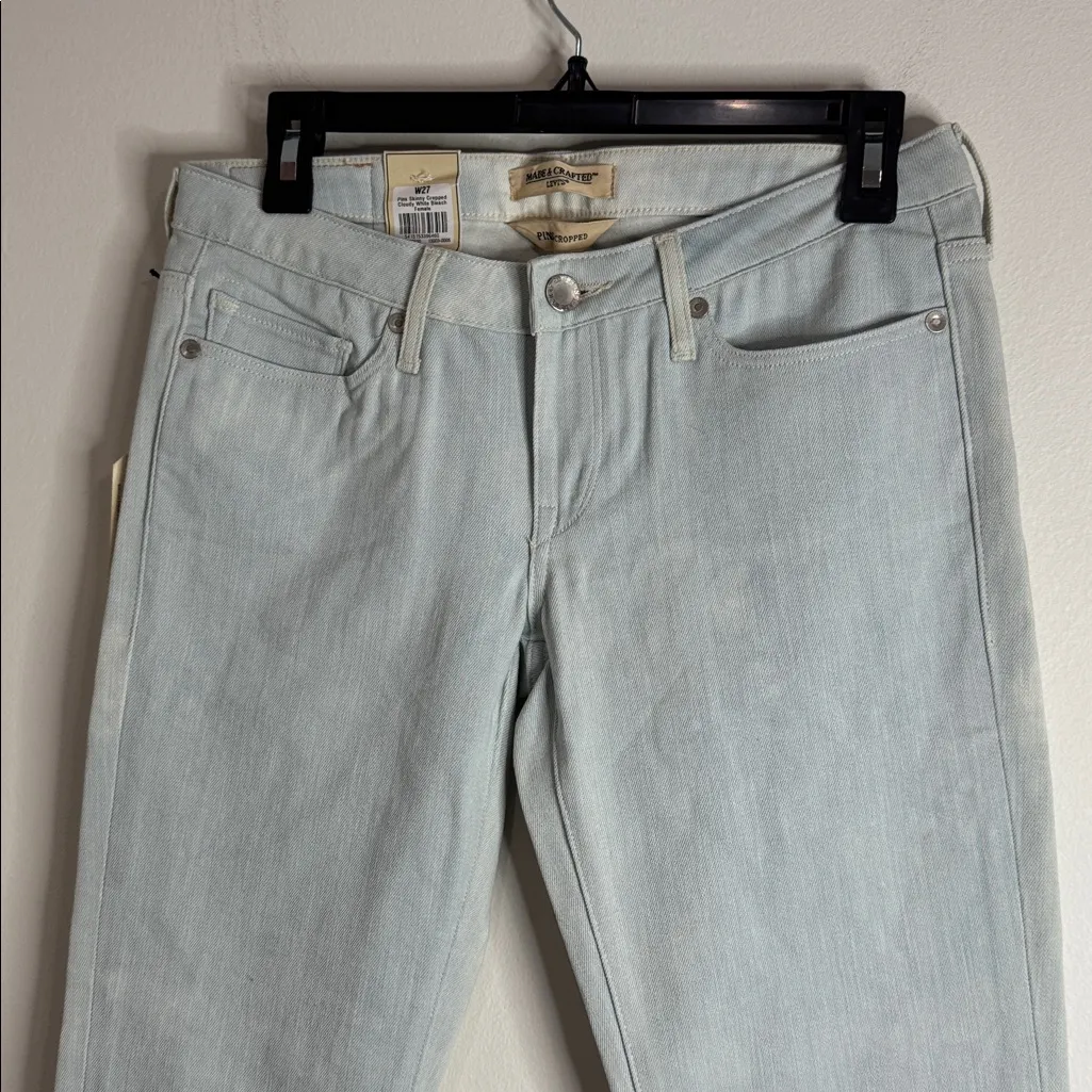 Levi's Made & Crafted Pins Skinny Cropped Cloudy White Bleach Jeans size 27 - Image 3
