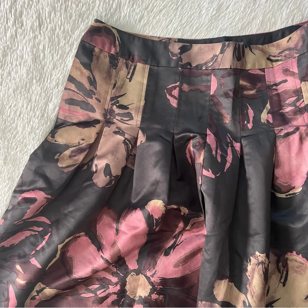 Kristin Davis Floral Black and Pink Women's Skirt Size 12 - Image 3