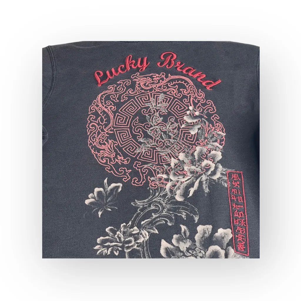 Rare: Y2K Lucky Brand ✌︎︎ Asian Embroidered Zip Track Jacket ✌︎︎ Black Red ✌︎︎ M - Image 7