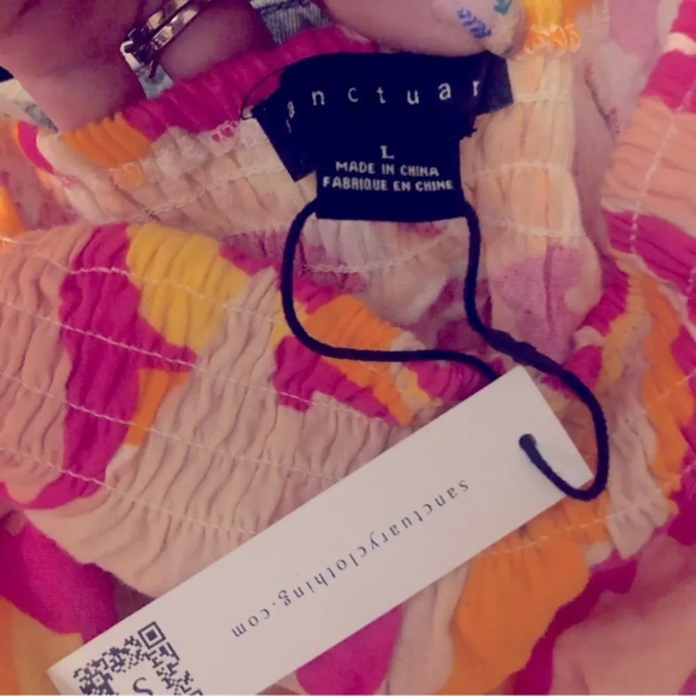 SANCTUARY REAL LOVE MAKE A SPLASH REVOLVE HOT PINK FLORAL SHORT SLEEVE RUCHE TOP - Image 6