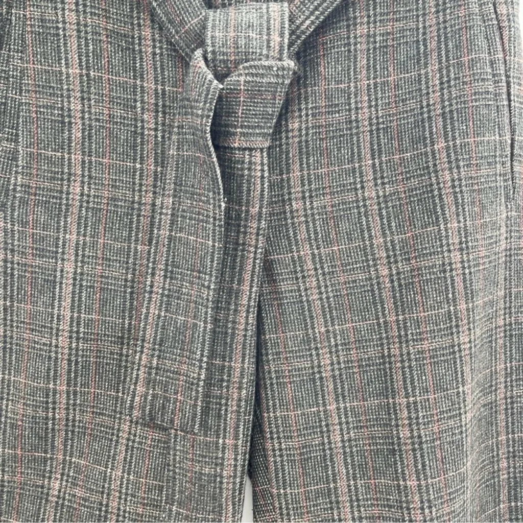Aritzia Wilfred Jallade Gray Wool Cashmere work Plaid Tie Waist Trouser Pants 4 - Image 3