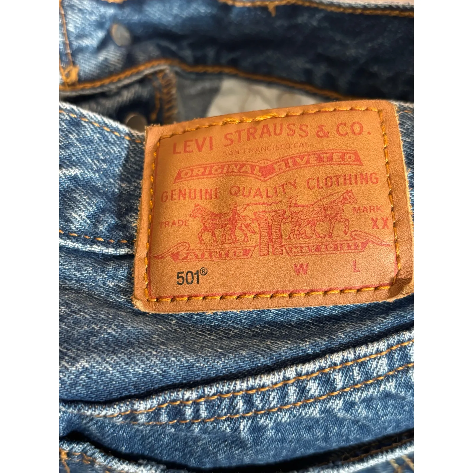 Levi’s 501 Original Fit Jeans 24 Inch Waist Distressed Straight Leg Denim Casual Blue - Image 11