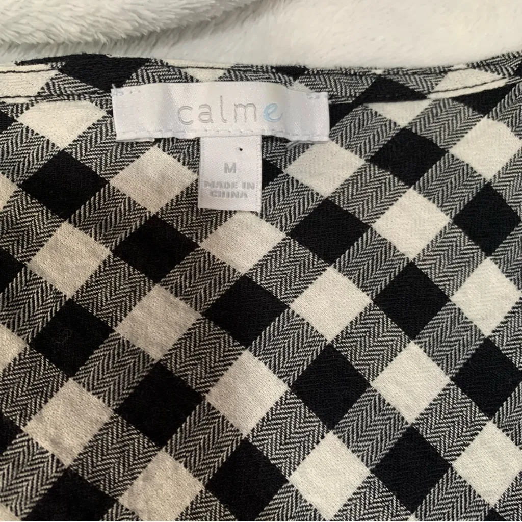 Calme johnny was women's medium Black white gingham dress tiered midi - Image 3