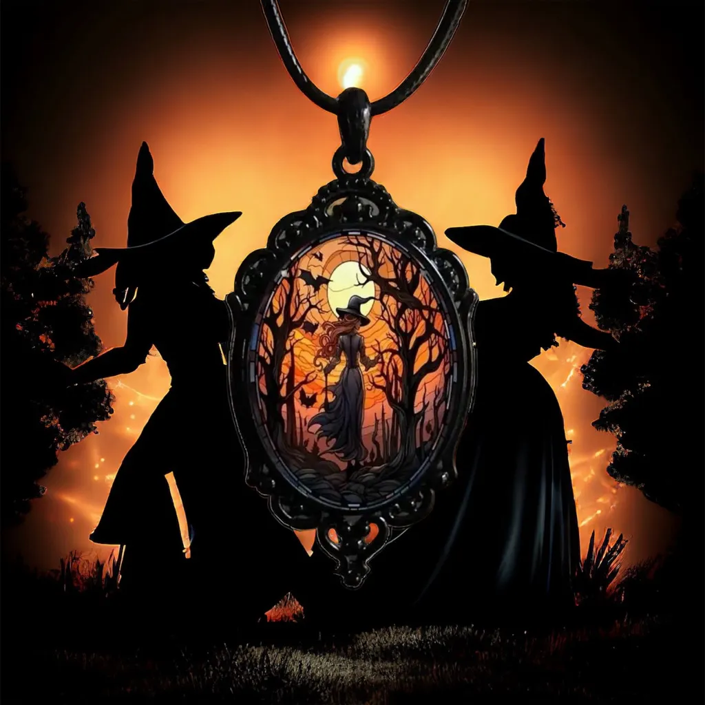 Retro Style Bat Witch Pendant Cameo Black‎ Pendant Necklace Gothic Vintage Style Black - Image 14