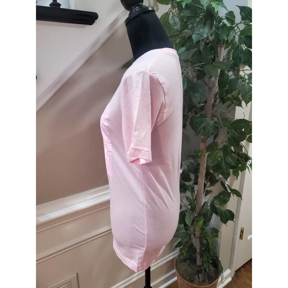 Swarthy Mystic Women's Pink Solid 100% Cotton Crew Neck Black Wealth T Shirt Top Size XS - Image 5