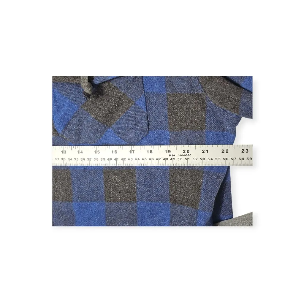 NWT Oli & Hali Oversized Plaid Hooded Button Down Shacket S Blue Gray Shirt Jack - Image 5