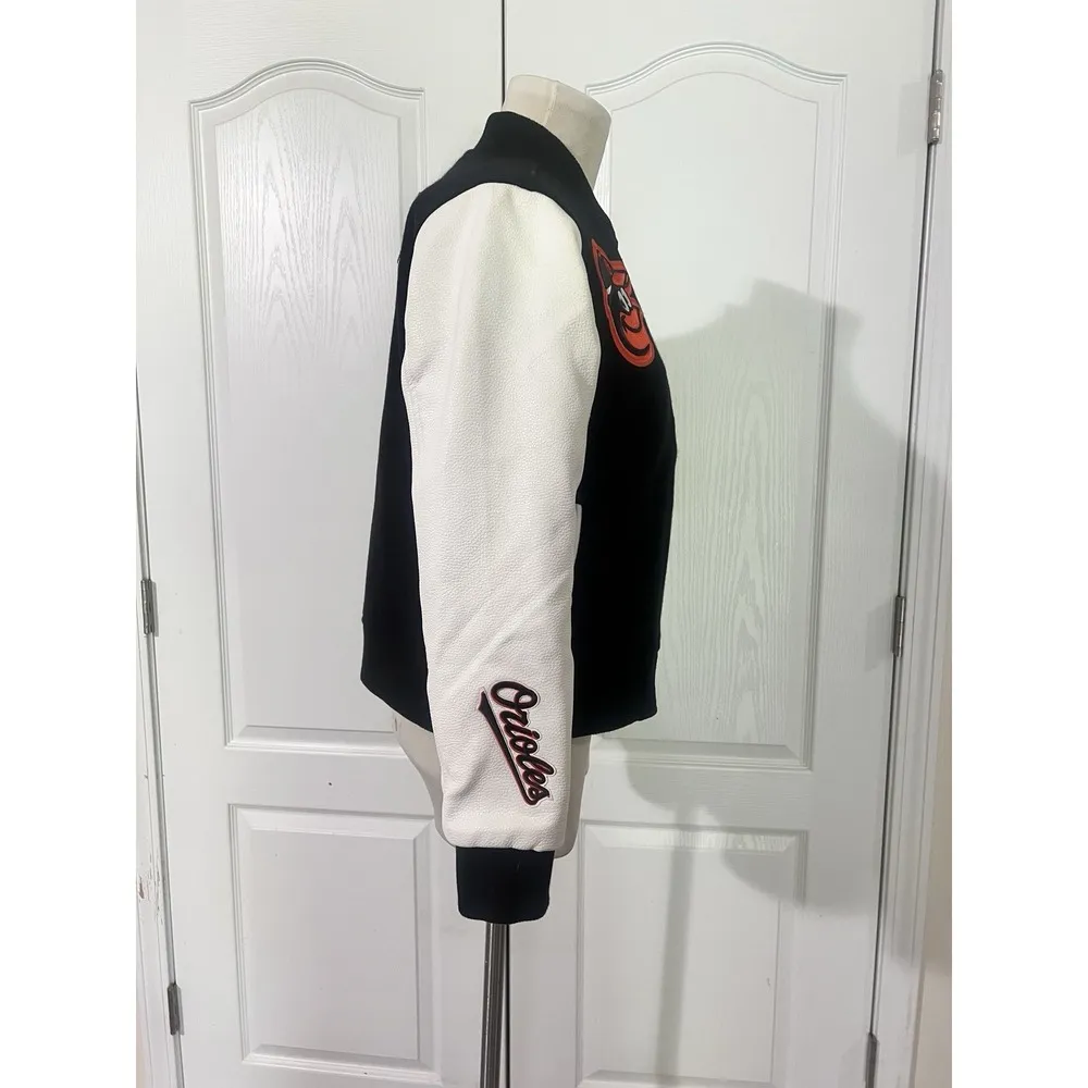 MLB BALTIMORE ORIOLES CLASSIC WOOL WOMEN'S VARSITY JACKET Small Black - Image 3