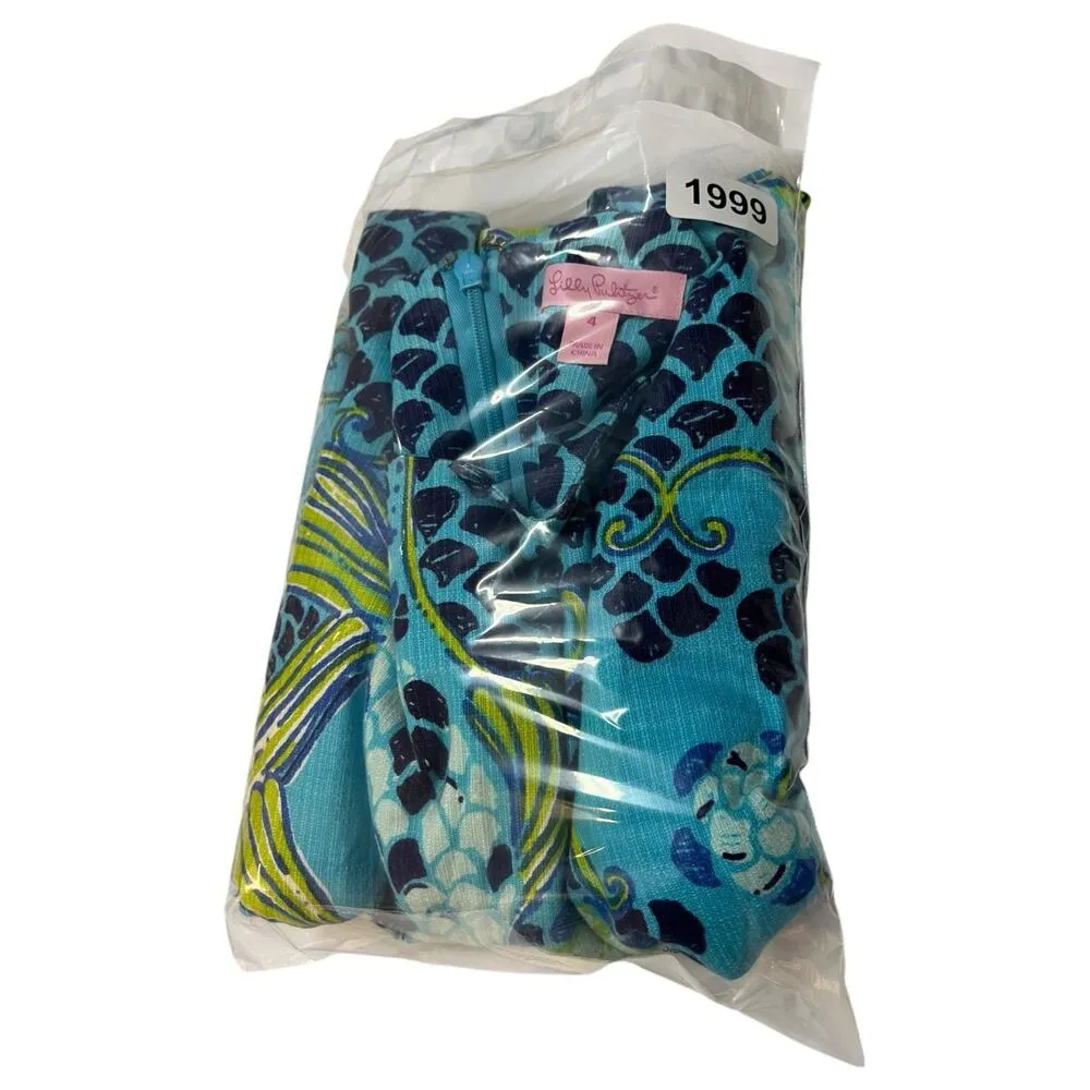 Lilly Pulitzer Dress Womens 4 Blue Koi Fish Sleeveless Shift Cotton Lined 82765 - Image 12