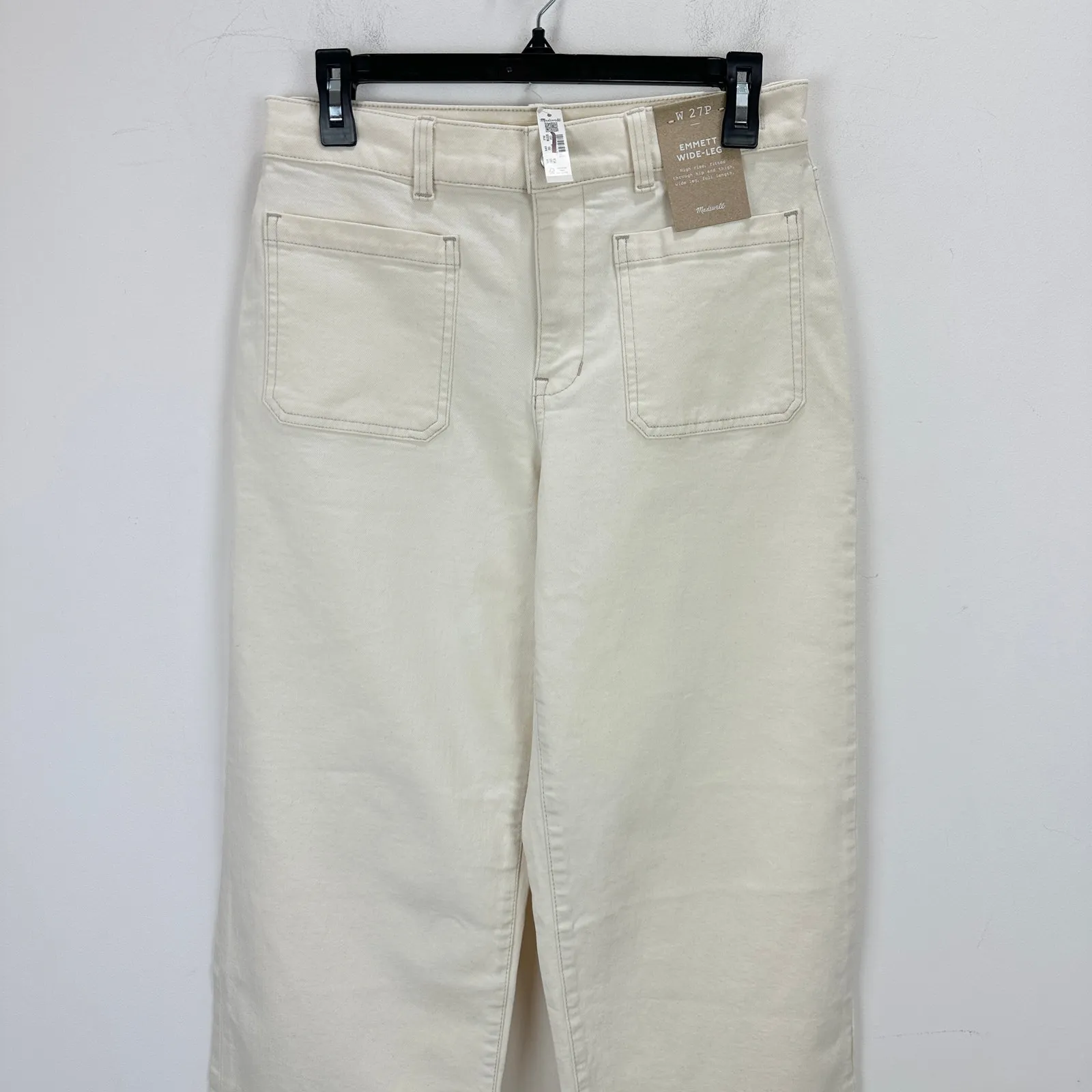 Madewell The Petite Emmett Wide Leg Full Length Jean Patch Pocket Canvas 27P NWT - Image 8