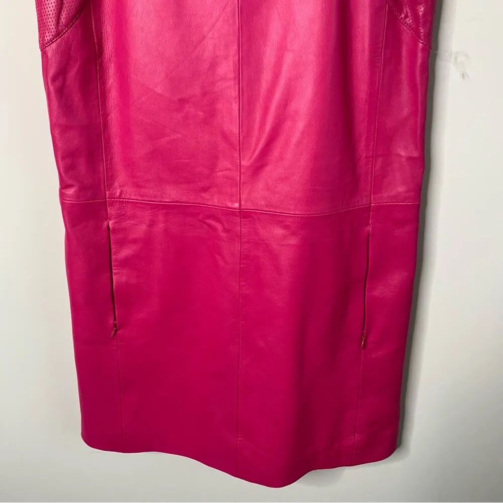 Bod and Christensen hot pink leather fuchsia shift dress size 4 NEW‎ barbie - Image 8