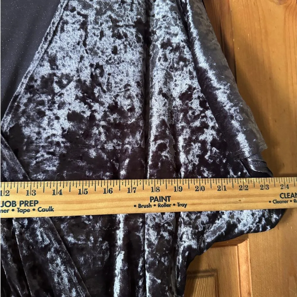 Purple Crushed velvet doluman sleeve faux wrap midi dress L Party Wedding guest Size L - Image 5
