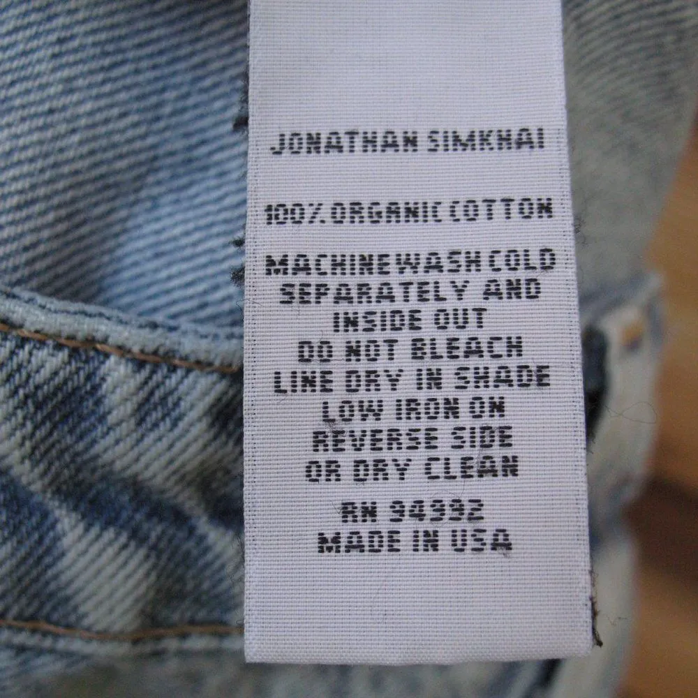 Jonathan Simkhai Standard High Rise Distressed Organic Cotton Boyfriend Jeans Blue Size 30 - Image 11