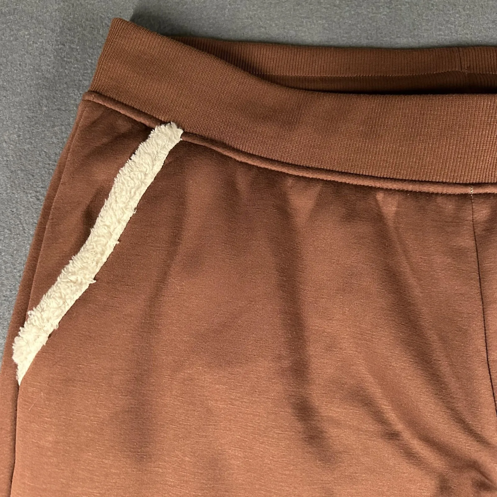 Members Mark Sherpa Lined Jogger Pants Womens XXL Brown Cinnamon Stick Fleece - Image 6