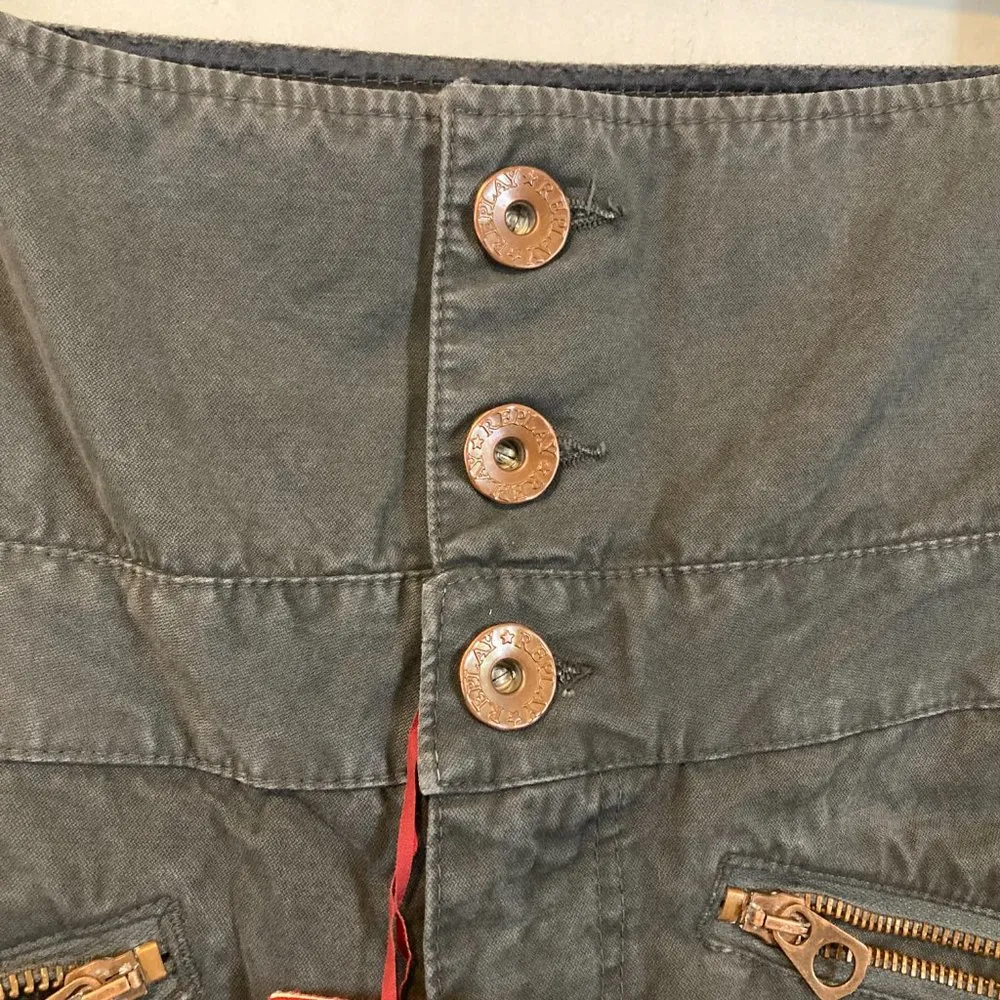 Replay women's size 28 washed gray high water button fly zip utility pants 28x31 - Image 3