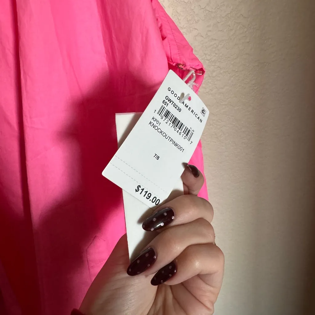 Good American Poplin Shirt Size 7 Knock Out Pink NEW dopamine dressing plus size - Image 4