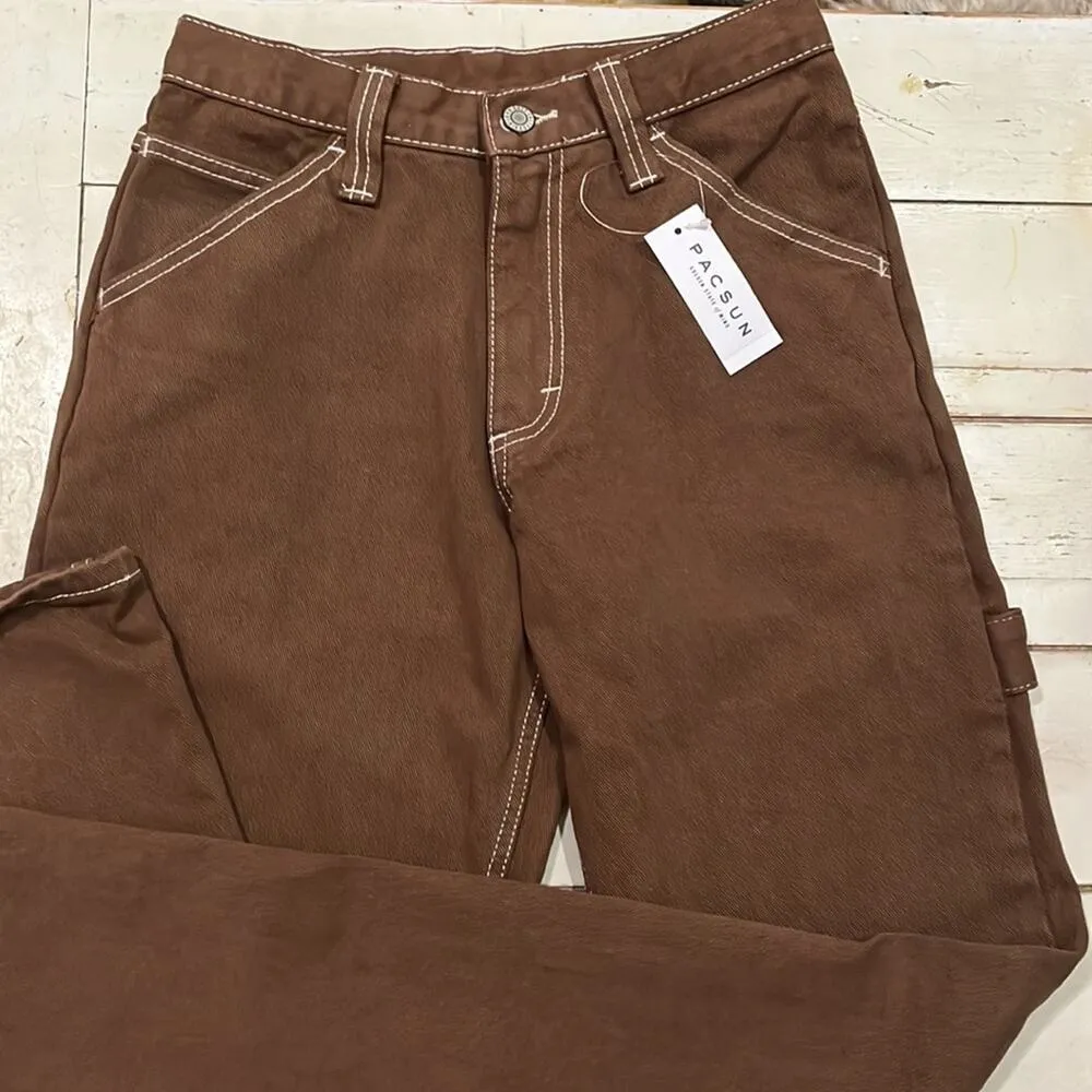 Pacific Sun āļø John Galt Carpenter Pants Small Brown Canvas Skateboard š¹ Pants - Image 5