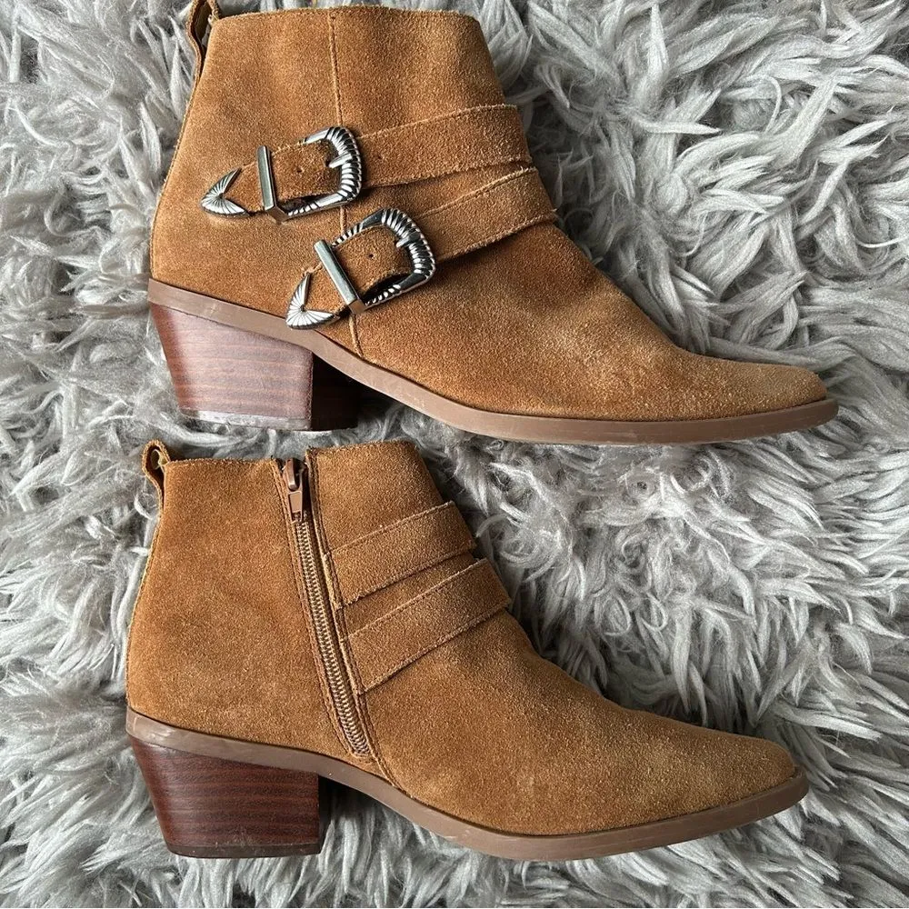 Steve Madden Niall tan suede western boho ankle boots women’s shoe size 7.5 - Image 6