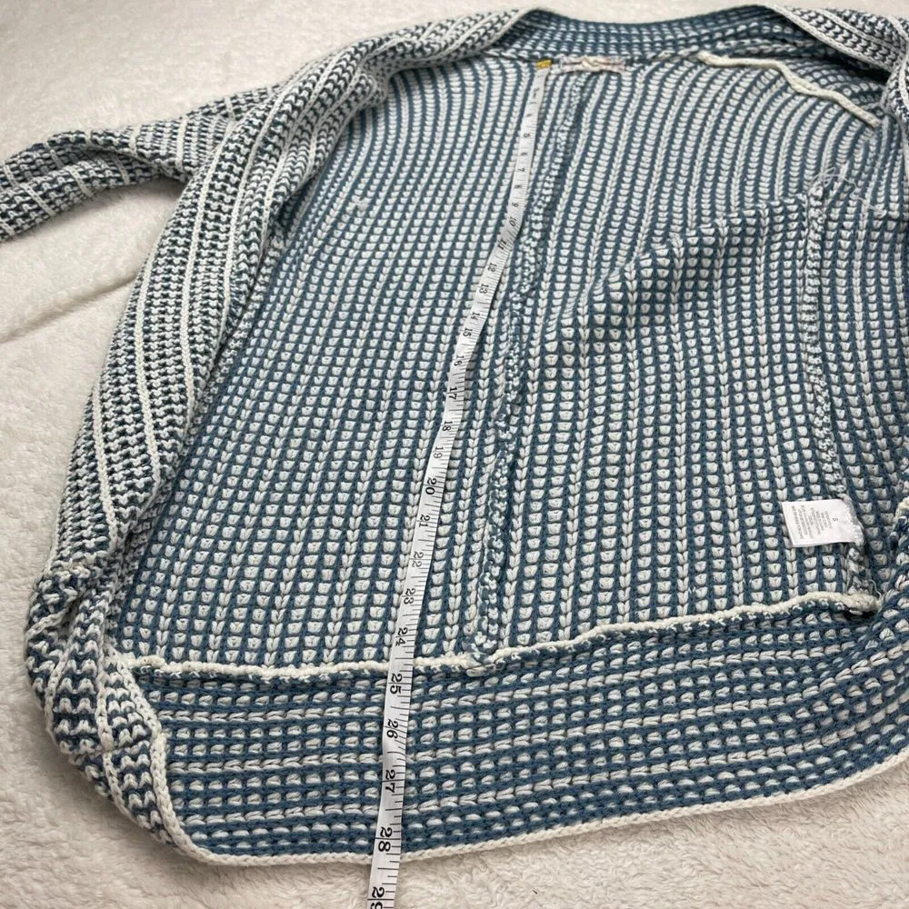 Pink Republic Knitted Cardigan Sweater‎ Womens Sz S Blue White Open Front Chunky - Image 7