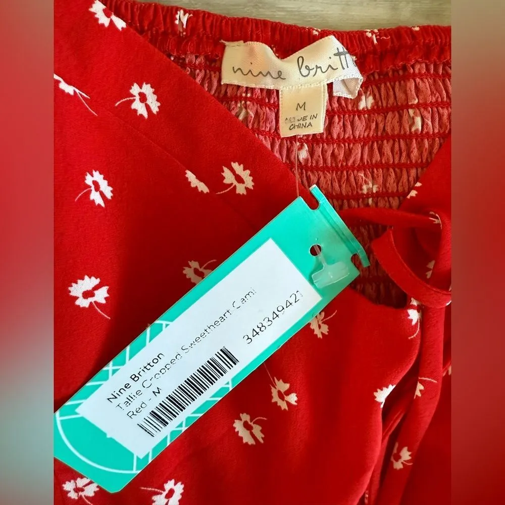 Nine Britton Tallie Cropped Sweetheart Cami Red Medium NWT STITCH FIX - Image 7