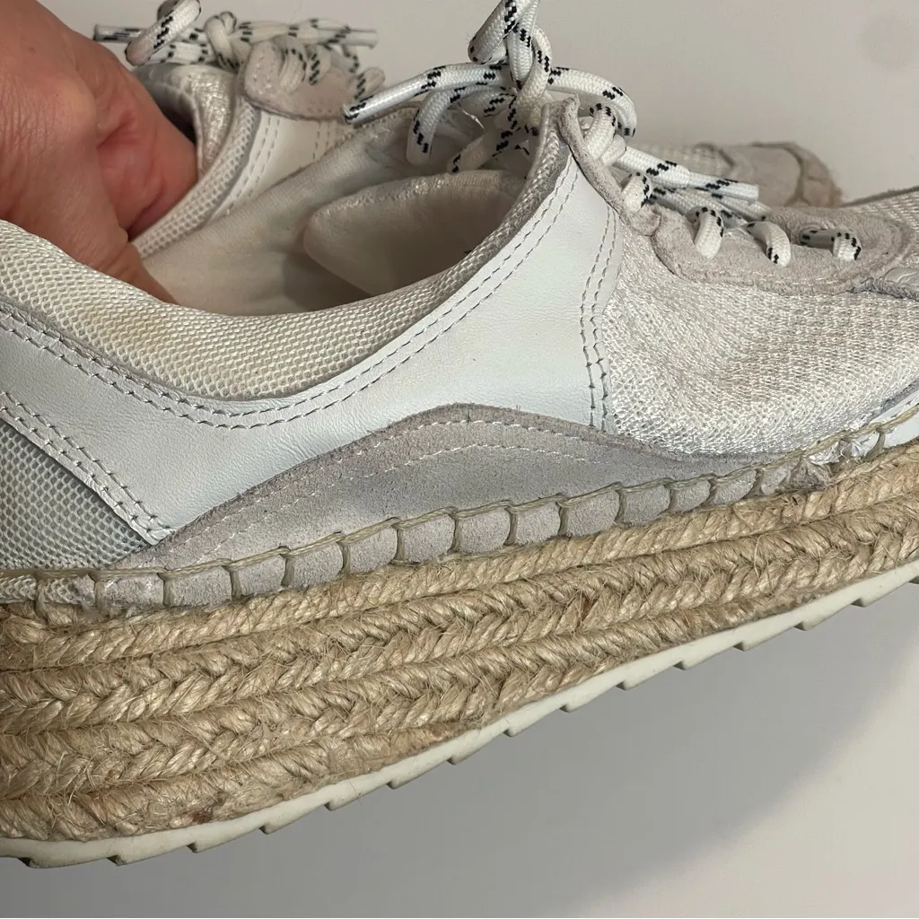 Marc Fisher Janette White Espadrille Platform Sneakers Suede Mesh Summer 7.5 - Image 12