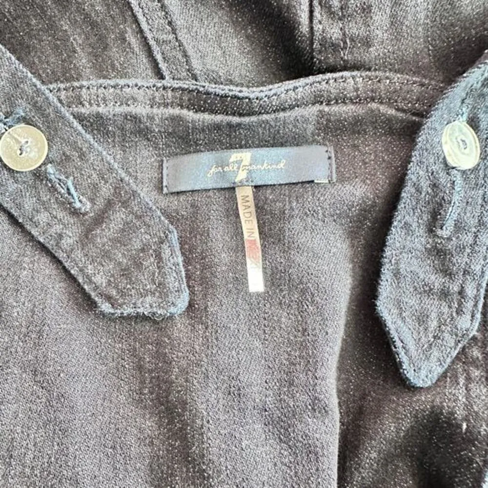 NWT‎ 7 For All Mankind Denim Zip Front Jumpsuit Jean Overalls Dark Blue sz XS - Image 4