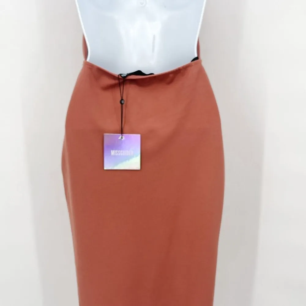 Missguided Keyhole Chest Cutout Sleeveless Halter Midi Dress Side Slit Pink - Image 6