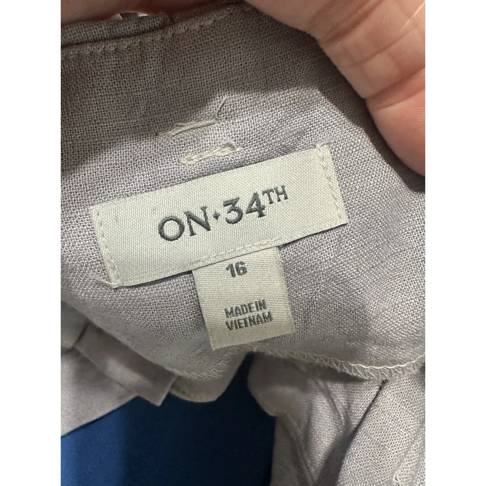 ON 34TH NWT Linen Blend Belted Paperbag High Waist Ankle Pants Lavender Size 16 Purple - Image 7