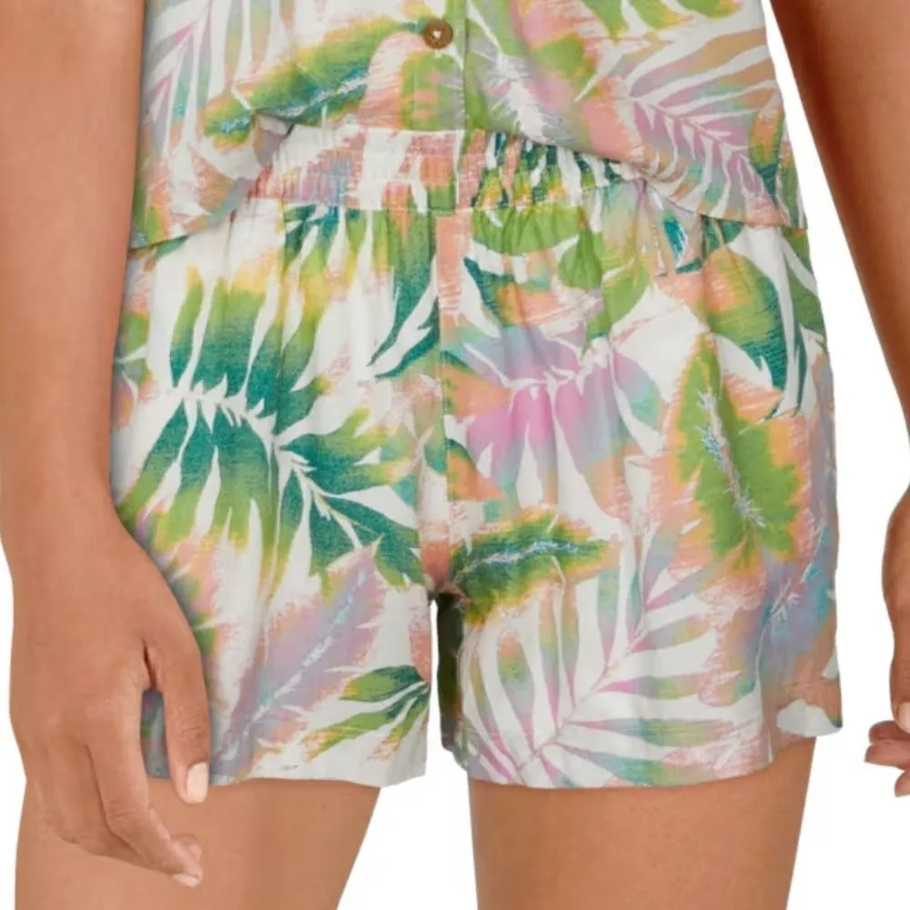 Natural Reflections Tropical Print Pull On Elastic Waist Soft Shorts - Image 6