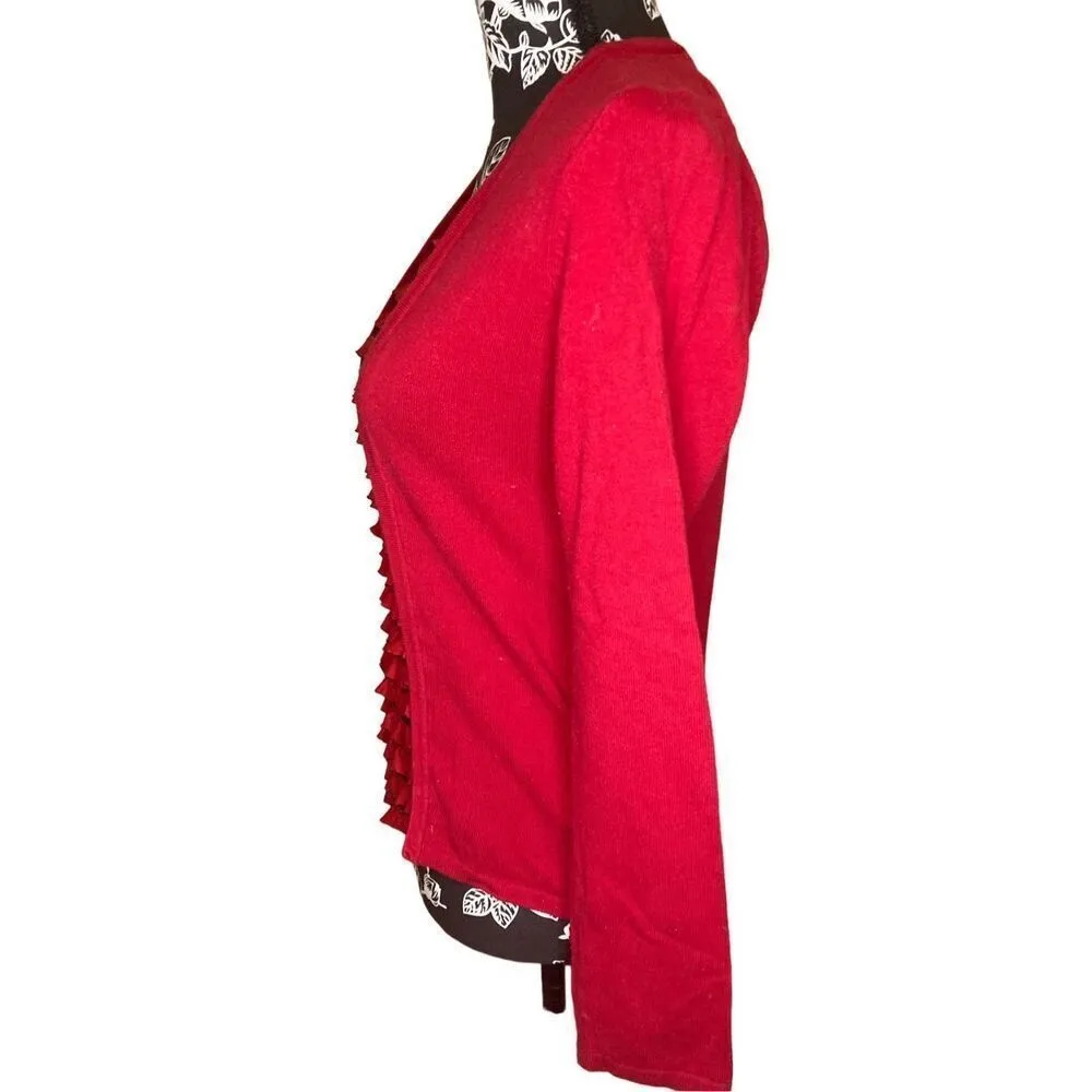 Notations Ruffled Sweater Sheer Stripes Winter Everyday Preppy - Image 3