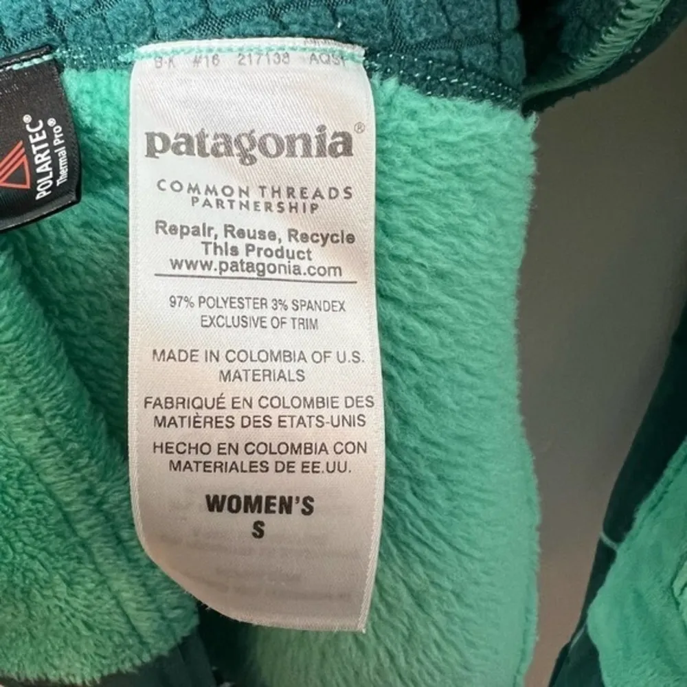 Patagonia Full Zip Soft Fleece Pullover Womens small Green Polartec Thermal Pro - Image 11
