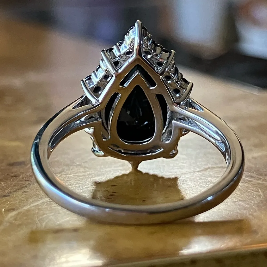 Natural Black Spinel Sterling Silver Ring Size 6 - Image 5
