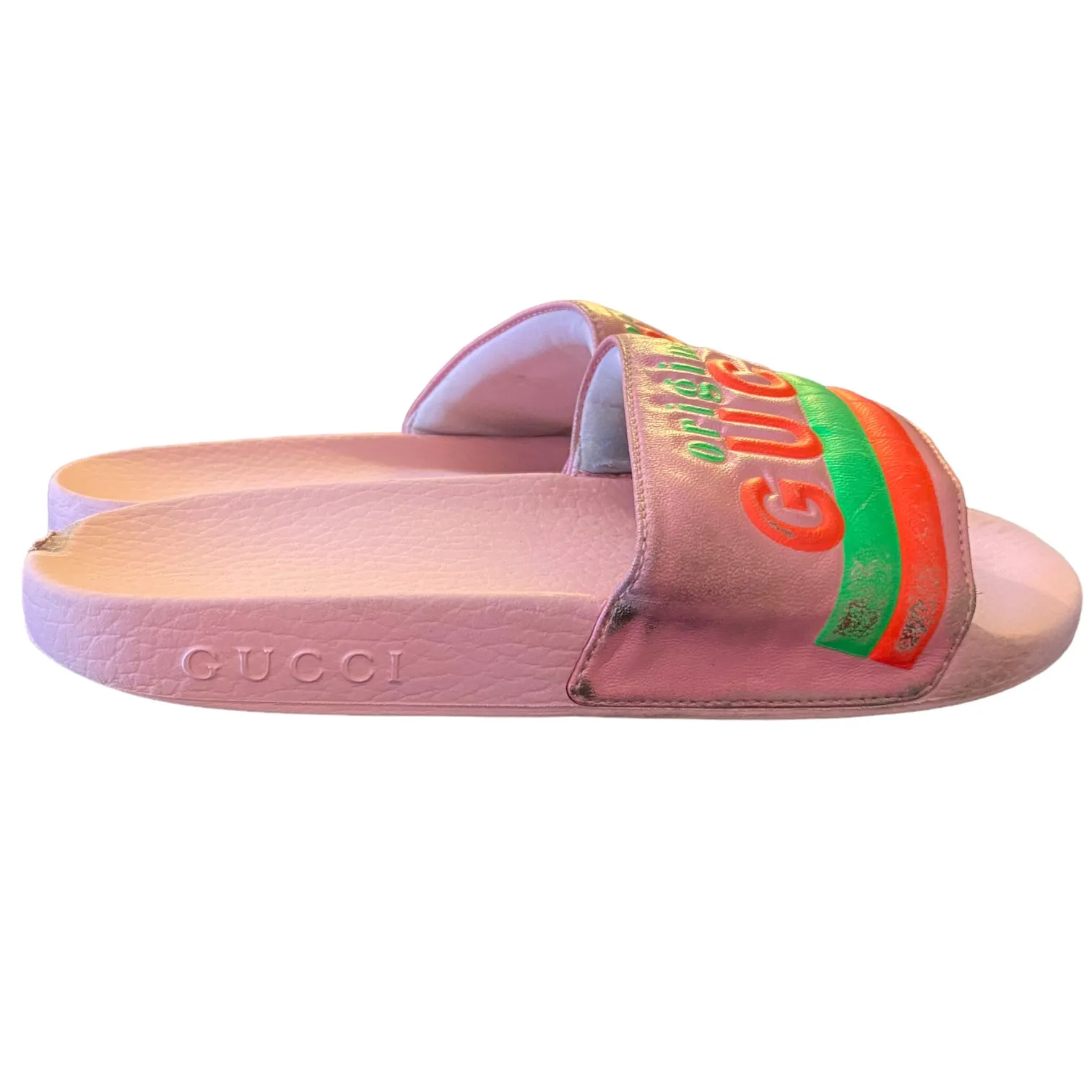 Gucci  Limited Edition Authentic Neon Pink Pool Beach Slides Size 6 - Image 5