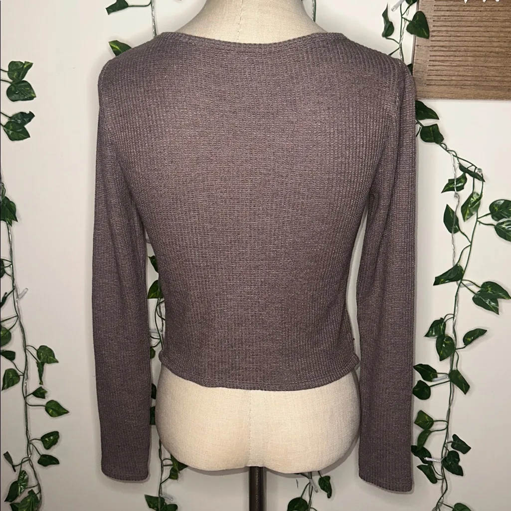 Pacsun Brown Waffleknit Longsleeve Tee - Image 4