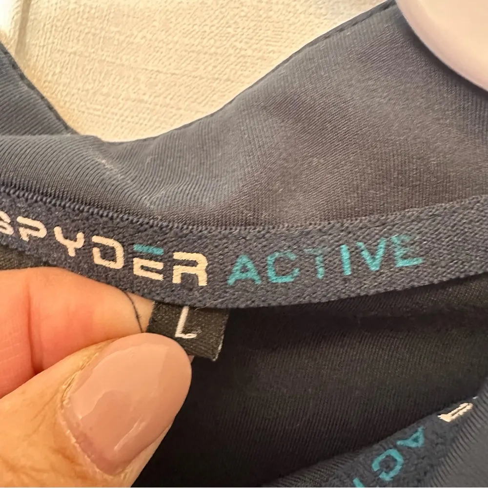 Spyder Active Navy 1/2 Zip Long Sleeve Pullover Women's Sz L Hiking Outdoor Golf - Image 7