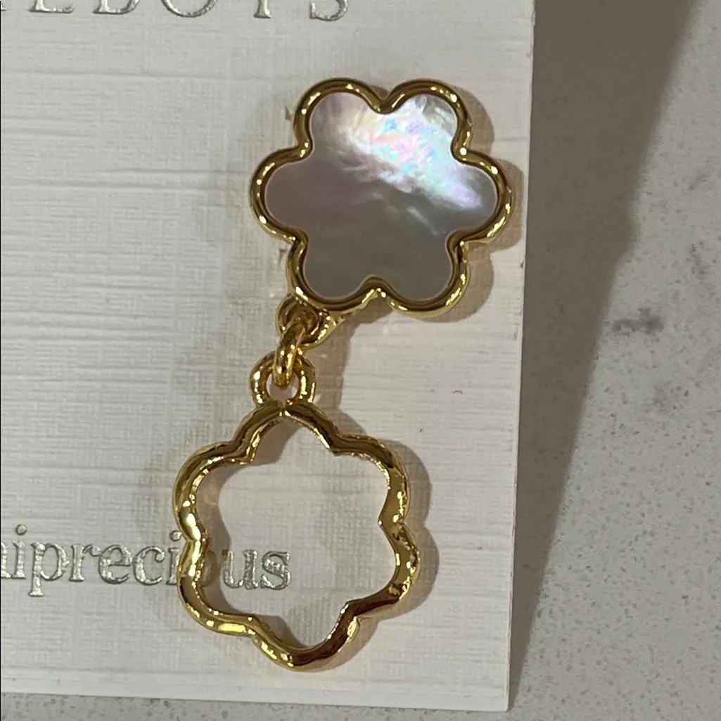 Talbots Gold and Pearl Drop Flower Earrings NWT - Image 6